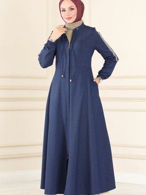 İndigo Biye Detaylı Kışlık Ferace İndigo Biye Detaylı Kışlık Ferace