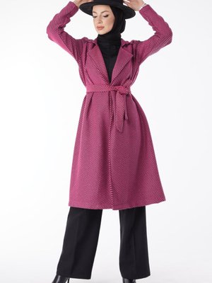 Fusya Kuşaklı Kaşe Kaban Fusya Kuşaklı Kaşe Kaban