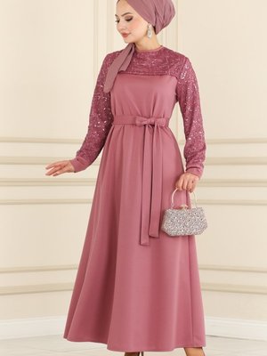 Gül Kurusu Pul Detaylı Elbise