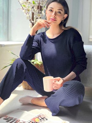 Lacıvert Kaşkorse Tunik Pantolon İkili Takım Lacıvert Kaşkorse Tunik Pantolon İkili Takım