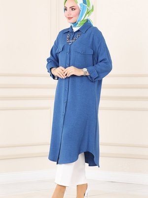 İndigo Kolyeli Basic Tunik İndigo Kolyeli Basic Tunik