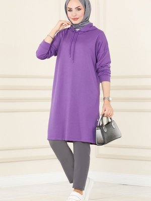 Lila Çıtçıt Detaylı Spor Tunik Lila Çıtçıt Detaylı Spor Tunik