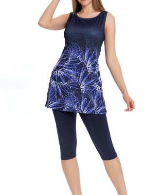 Lacivert Likralı Alt Detay Yarı Kapalı Mayo