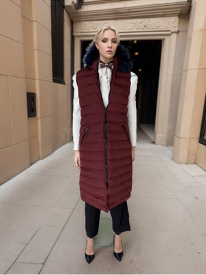 Bordo Kapuşonlu Şişme Yelek