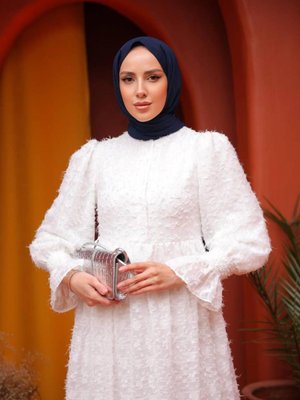 Tül Desenli İçi Astarlı Elbise Tül Desenli İçi Astarlı Elbise