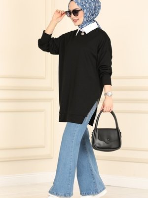 Siyah Zincir Detaylı Tunik