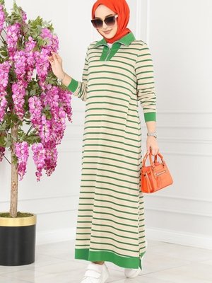 Benetton Yeşili Çizgili Spor Elbise