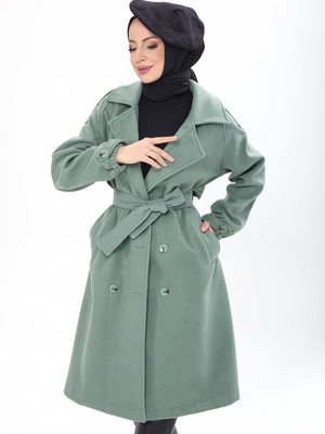 Mınt Kemerli Kaşe Kaban Mınt Kemerli Kaşe Kaban