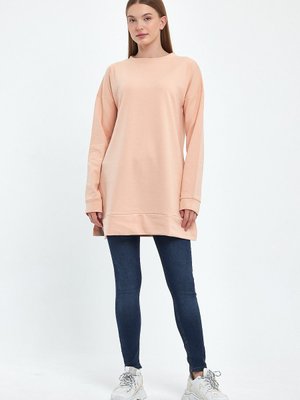 Somon Bisiklet Yaka Yırtmaç Detaylı Basic Örme Sweatshirt Somon Bisiklet Yaka Yırtmaç Detaylı Basic Örme Sweatshirt