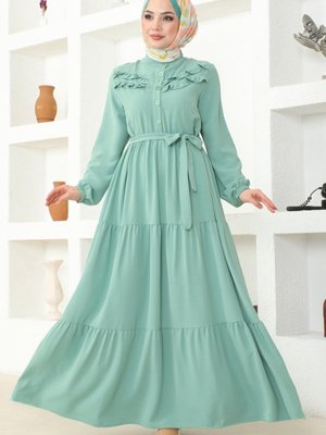 Mint Fırfır Detay Aerobin Elbise