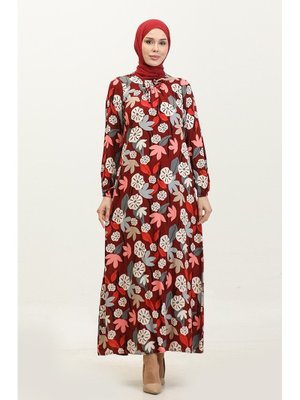 Açelya Büyük Beden Desenli Viskon Elbise 44851g