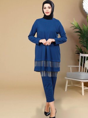 İndigo Tunik Pantolon İkili Takım İndigo Tunik Pantolon İkili Takım