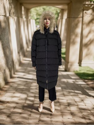 Siyah Kapuşonlu Şişme Mont Siyah Kapuşonlu Şişme Mont