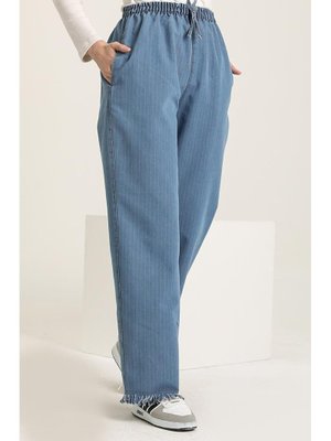 Mavi Saçaklı Kot Pantolon