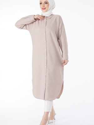 Bej Gömlek Yaka Çizgili Kap Bej Gömlek Yaka Çizgili Kap