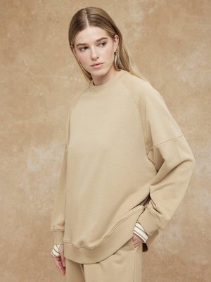 Oversıze Ribanalı Sweatshırt Camel