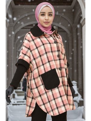 Gül Kurusu Bebe Yaka Ekose Desenli Panço