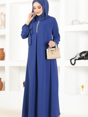 İndigo A Pileli Aerobin Elbise