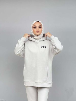 Kapüşonlu Kesik Detaylı Sweatshirt Kapüşonlu Kesik Detaylı Sweatshirt