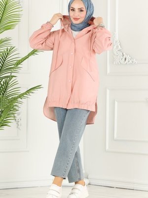 Pudra Sual Kapüşonlu Paraşüt Kap