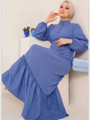 Keten Hakim Yaka Elbise