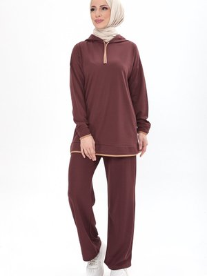 Kahve Büyük Beden Tunik Pantolon