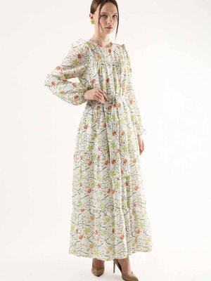 Çiçek Desenli Elbise Yeşil Çiçek Desenli Elbise Yeşil