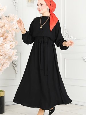 Siyah Beli Lastikli Aerobin Elbise