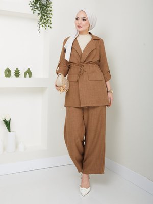 Ceketli Keten Takım Ceketli Keten Takım