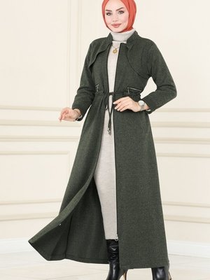 Haki Bolerolu Kışlık Ferace