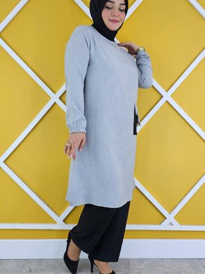 Kadın Cep Püskül Detaylı Tesettür Tunik