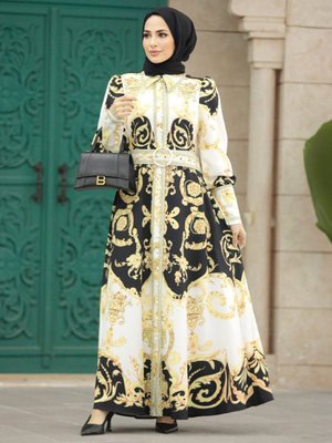 Beyaz Atlas Kumaş Elbise