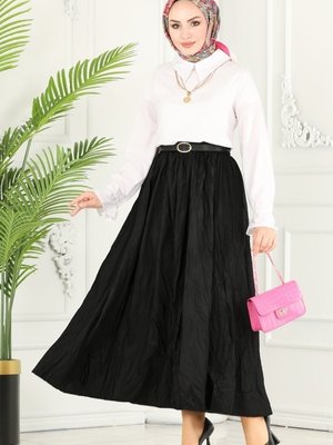 Siyah Krinkıl Etek Siyah Krinkıl Etek