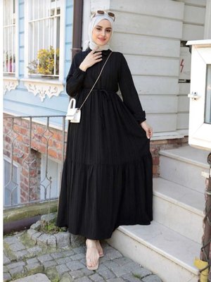 Biyeli Yaka Gömlek Elbise