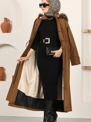 Taba İçi Kürklü Bondit Trençkot Taba İçi Kürklü Bondit Trençkot