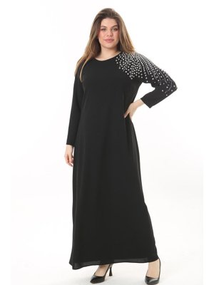 Büyük Beden Siyah Uzun Abiye Elbise