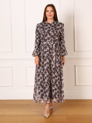 Büyük Beden Elbise Bej Mor