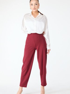 Bordo Beli Lastikli Kalem Pantolon Bordo Beli Lastikli Kalem Pantolon