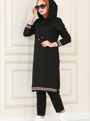 Siyah & Vizyon Ribana Detaylı Spor Takım