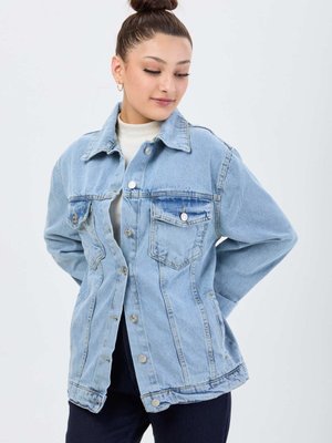 Buz Mavı Kar Flota Cepli Kot Ceket