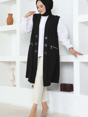 Siyah Büyük Beden Ayrobin Yelek Siyah Büyük Beden Ayrobin Yelek