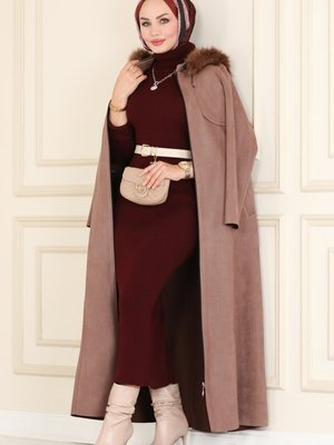 Koyu Vizyon Bolero Detaylı Süet Ferace Koyu Vizyon Bolero Detaylı Süet Ferace