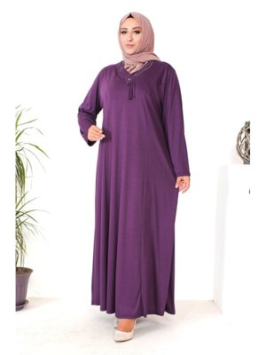 Büyük Beden Taş Baskılı Penye Elbise