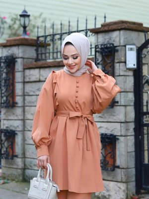 Düğme Detaylı Camel Takım Düğme Detaylı Camel Takım