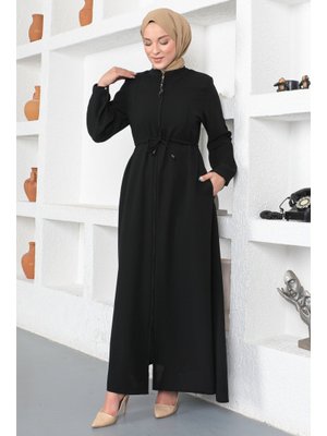 Siyah Beli Bağlamalı Ferace Siyah Beli Bağlamalı Ferace