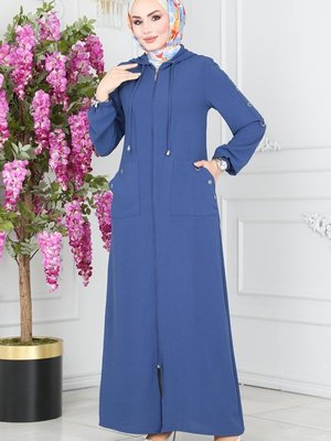 İndigo Kuşgözü Detaylı Mevsimlik Ferace İndigo Kuşgözü Detaylı Mevsimlik Ferace