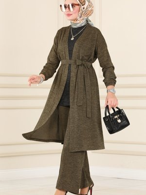 Siyah & Haki Kemerli Üçlü Selanik Takım Siyah & Haki Kemerli Üçlü Selanik Takım