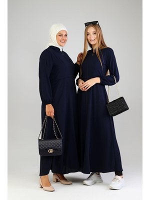 Lacivert Kadin Buyuk Beden Mevlana Elbise