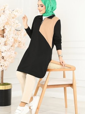 Siyah & Vizyon Garnili Spor Tunik Siyah & Vizyon Garnili Spor Tunik