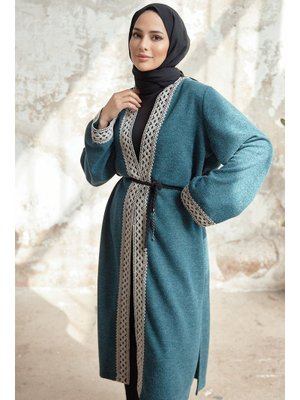 Zümrüt Bağcıklı Triko Kimono